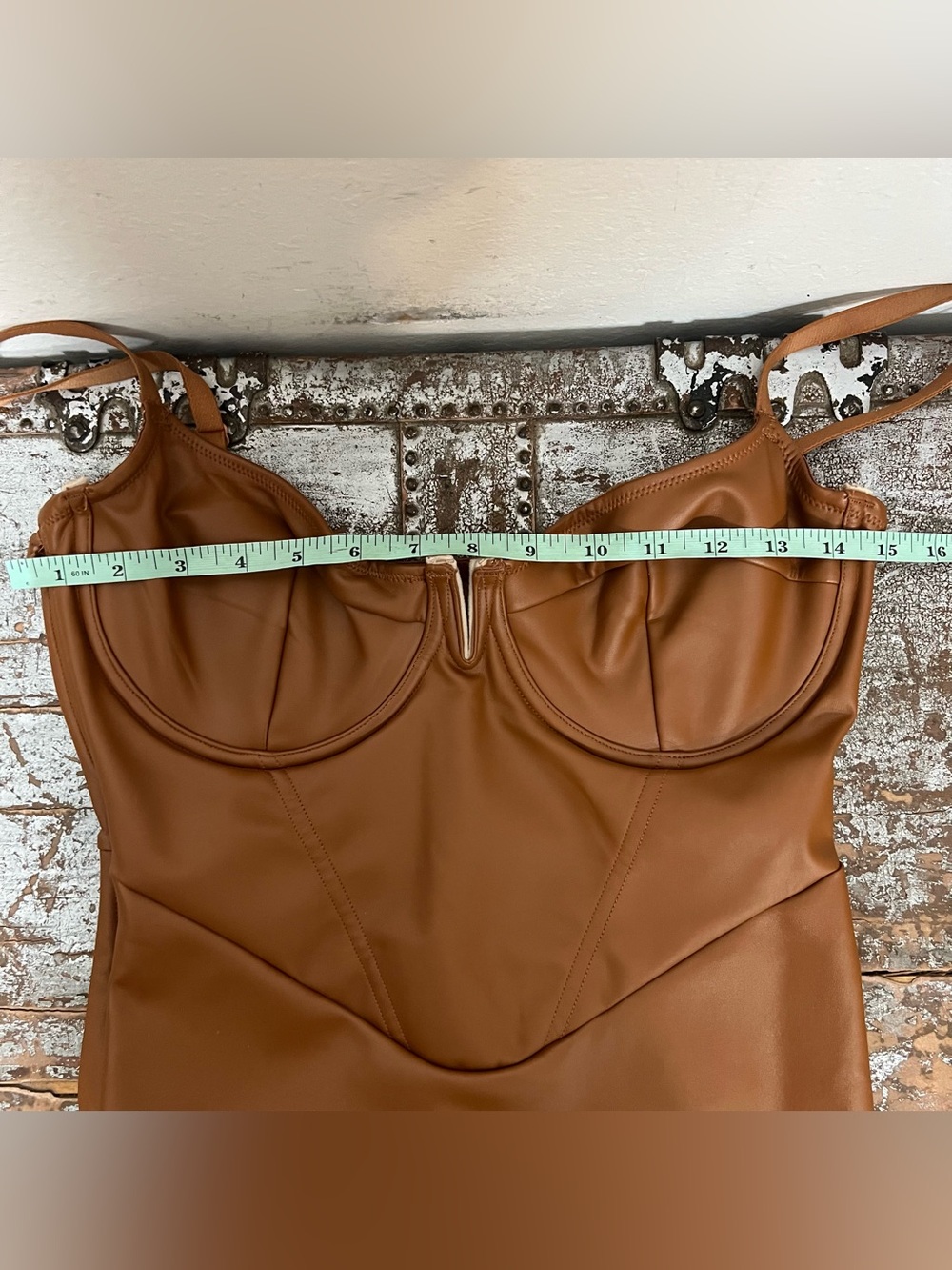 Popilush Shapewear Faux Leather Hourglass Corset Midi Dress - Picture 8 of 15
